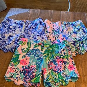 Size 8 Lot of 3 shorts- Lilly Pulitzer. Tulip hem shorts. 7 inch inseam